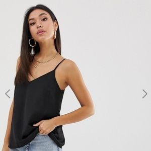 ASOS Black Silk Swing Cami - Size 6